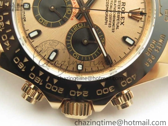 On Daytona Gold Black Super Clone Best Dial 116515 Edition 1:1 Rubber A4130 Strap Rose V2 ARF 1229